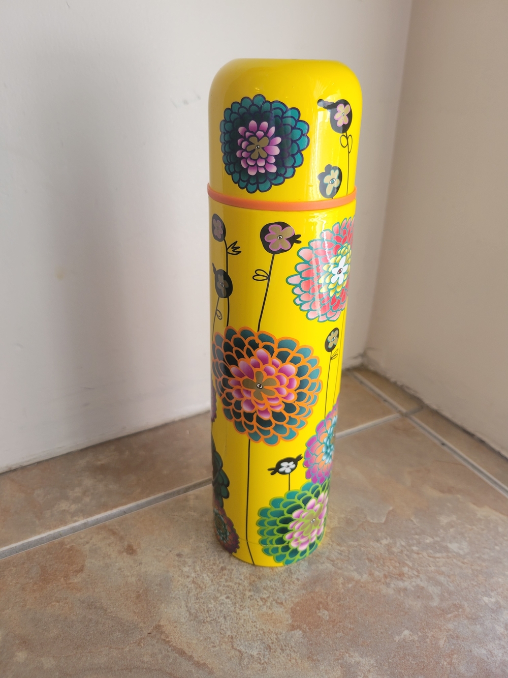 2/$50 Pylones Yellow Floral Insulated Bottle